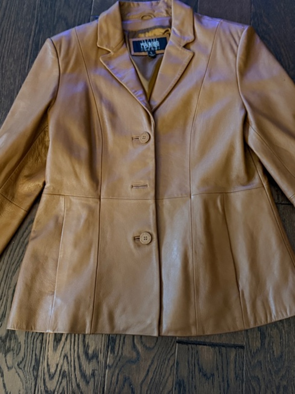Wilsons Leather Women's Tan Button-Front Leather Blazer
